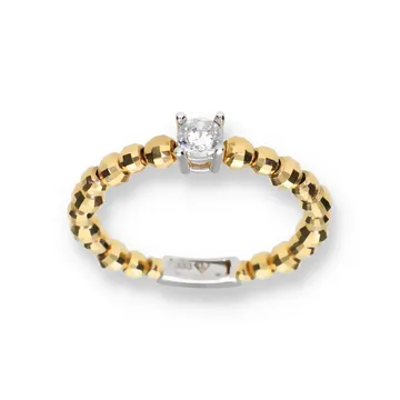 Złoty pierścionek z cyrkonią